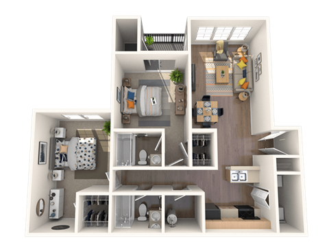 2 bed 2 bathroom floorplan